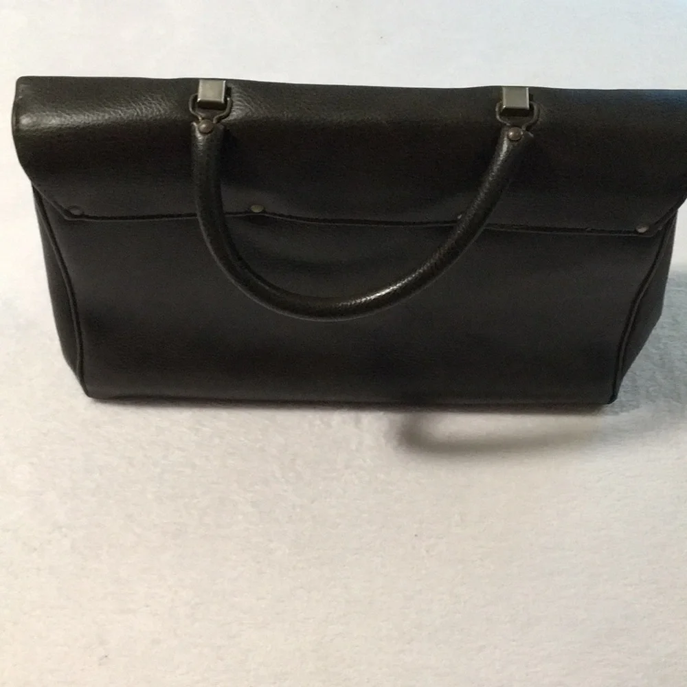 Jaclyn USA Short Handle Brown Faux Leather Vintage Satchel Laptop Bag